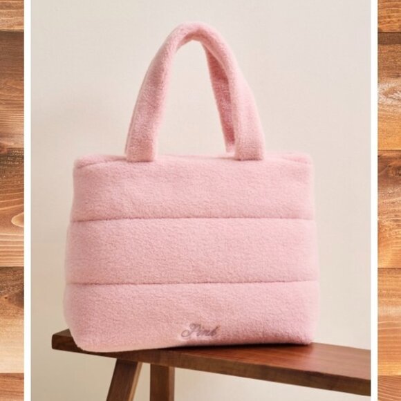 PINK Victoria's Secret Plush Teddy Cozy Fleece Sherpa Tote Bag - NWT - Picture 1 of 7